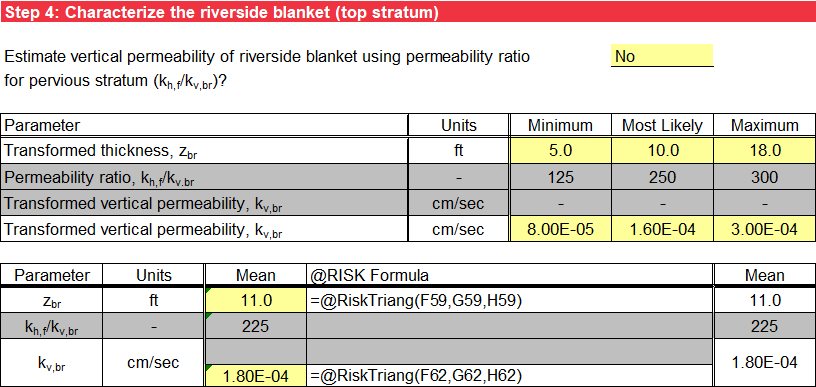 Step 4 of BT Case 5 worksheet: Probabilistic input using @RISK.